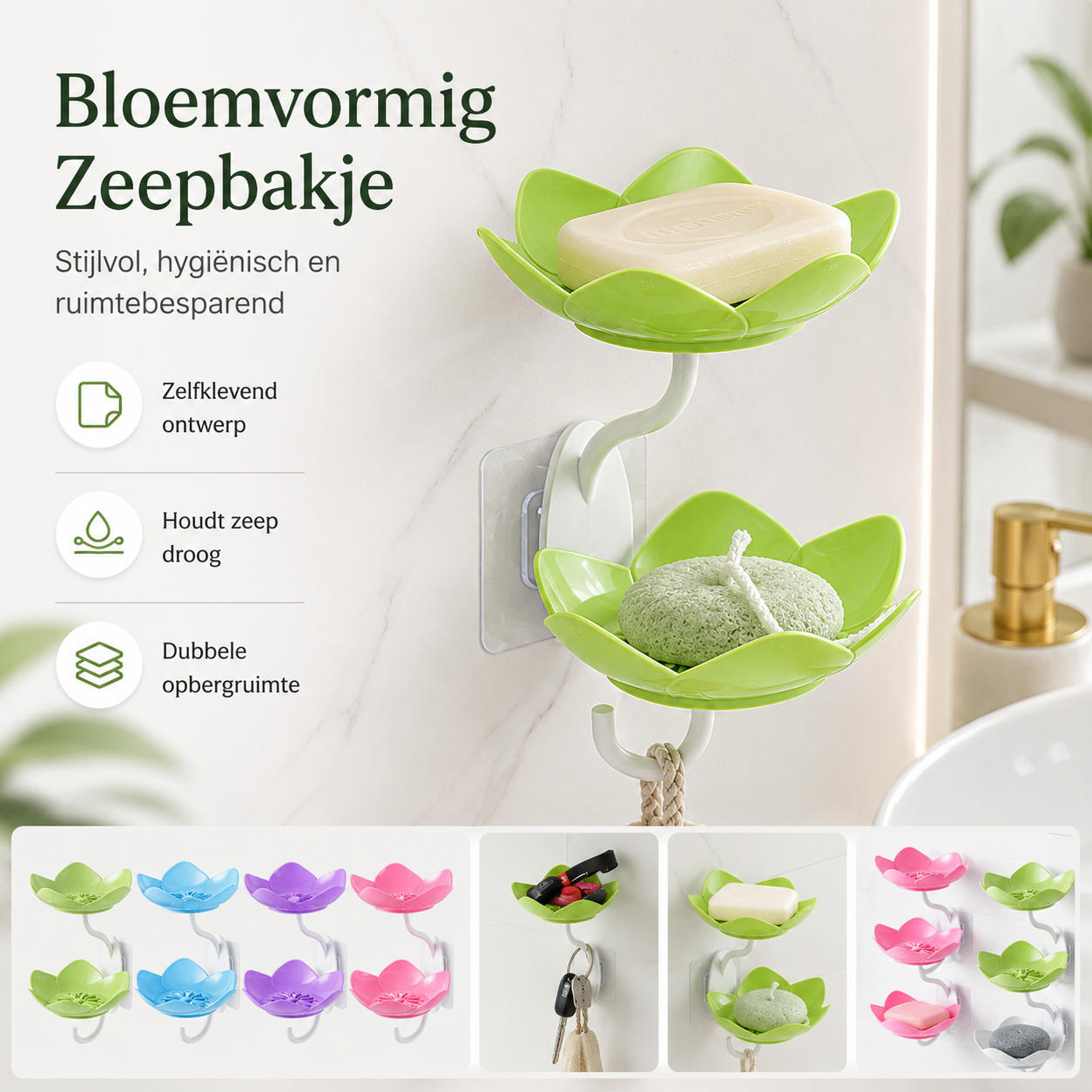 Bloemige Zeephouder Met Afvoer
