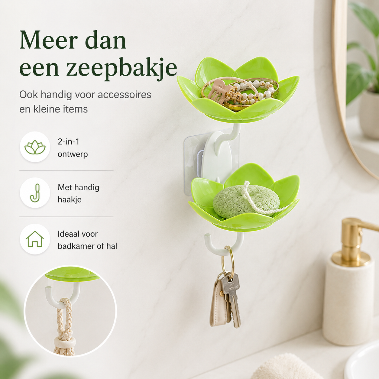 Bloemige Zeephouder Met Afvoer