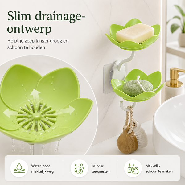 Bloemige Zeephouder Met Afvoer