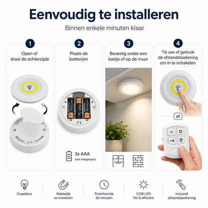 Draadloze Kastlamp met Dimbare LED