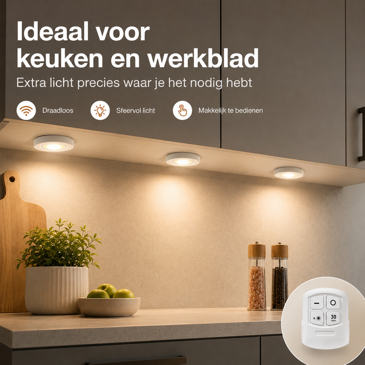 Draadloze Kastlamp met Dimbare LED